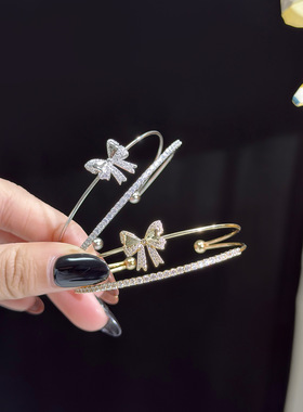 锆石双层花朵开口手镯轻奢高级感手环精致冷淡风手环百搭通勤手饰