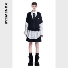 KUNSWEAR/琨丝薇尔25SP 学院风针织假两件领带衬衫上衣 832004160