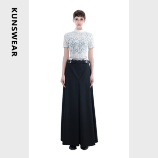 轻奢蕾丝T恤上衣 KUNSWEAR 短袖 琨丝薇尔25SP 832004190 性感时尚