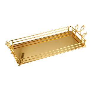 铁艺托盘家用水果轻桌面皇冠花托理托盘奢家物用厨房置架茶盘整果