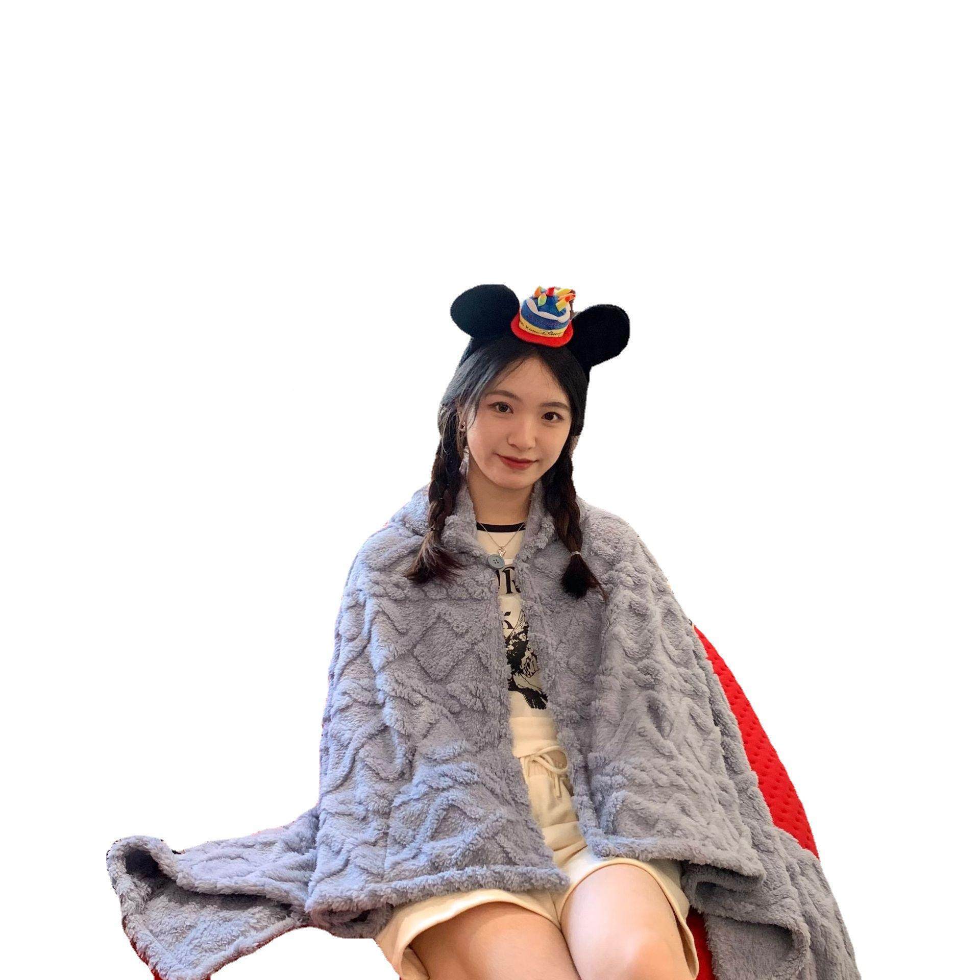 提花JSS毛毯绒带帽披肩毯子办室午毯公加厚午睡休毯塔芙绒休闲沙,床上用品,休闲毯/毛毯/绒毯,淘宝优惠券,粉丝福利购,淘宝优惠卷