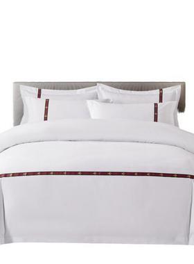 民酒宾馆UWQ专用被四件套店白色套床单床客房旅馆笠三件宿套厂家