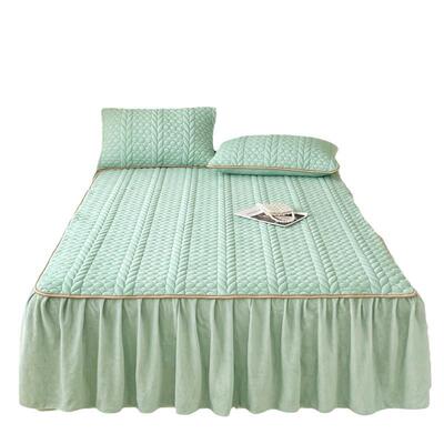韩版护绗缝夹棉水晶绒床加厚床裙件防滑罩双单LAU人床垫保套