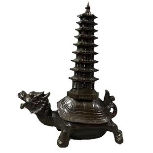 仿古龙UCQ龟背文塔房龟工艺品昌摆件家用薰香炉书龙文昌塔香炉