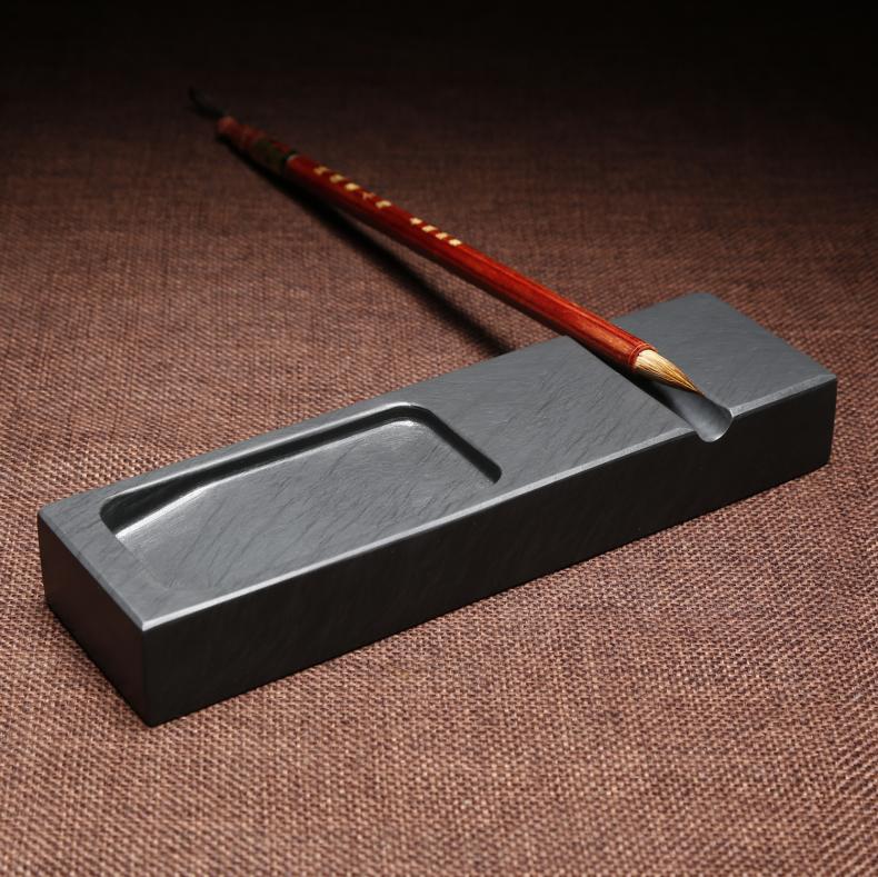 万石君多功能歙砚 笔搁镇尺砚台 可研墨笔搁笔掭镇纸压纸倒墨汁