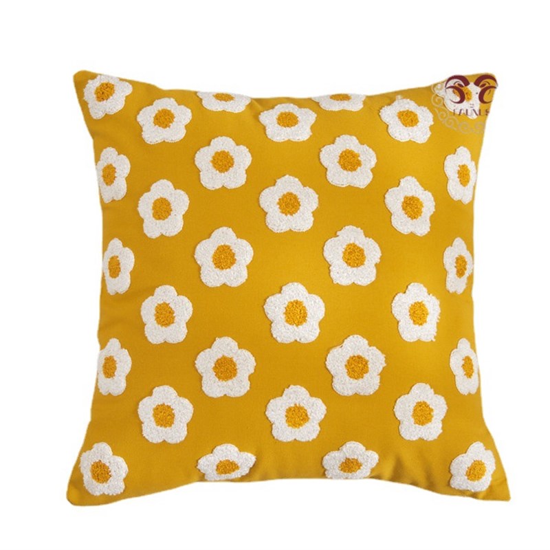 摩洛哥靠垫IN风 花朵橙子少女亮黄小新绣花靠刺绣客厅沙发抱枕