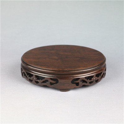 实木椭圆形木雕盆景花瓶底座 玉石茶壶观音古玩红木底座