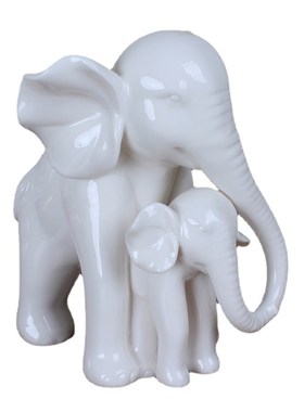 创意母子象陶瓷工艺品客厅酒柜玄关摆件现代家居房间装饰品