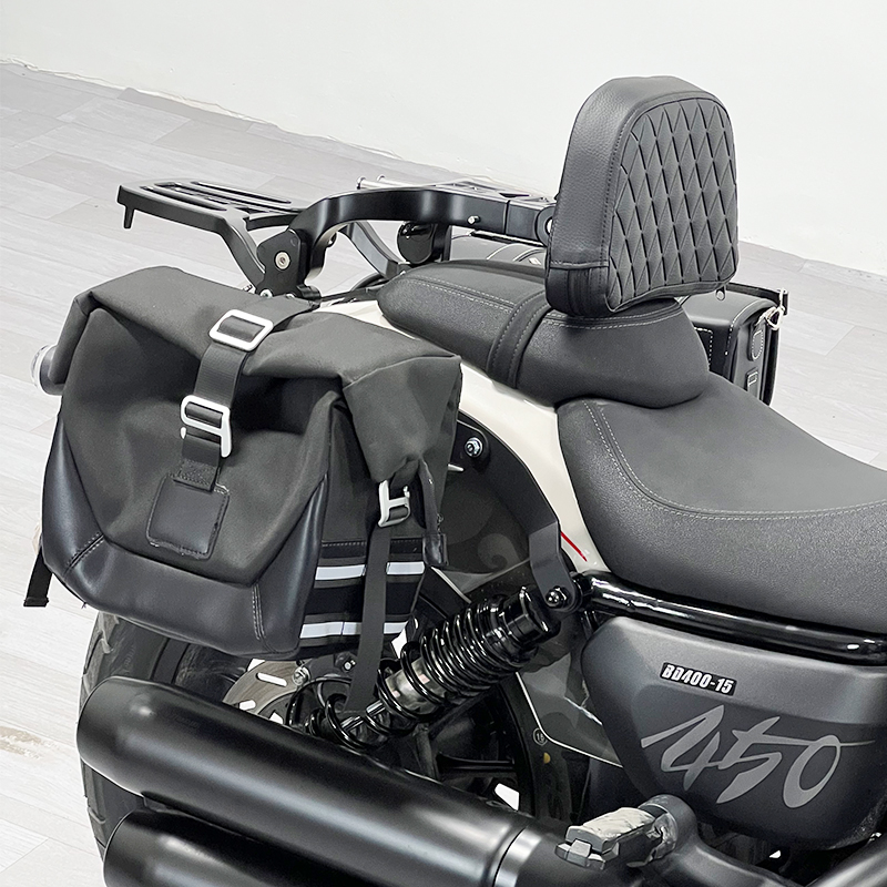 适用奔达金吉拉450护杠保险杠改装折叠靠背快拆复古皮边包改装件