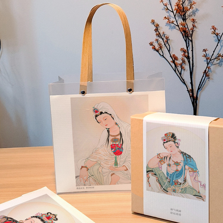 qyjs316古风水墨工笔兰花梅花竹子菊花鲤鱼佛祖观音礼盒包装定制