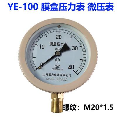上海联力仪表有限公司YE100膜盒压力表10 25KPA天然气微压表