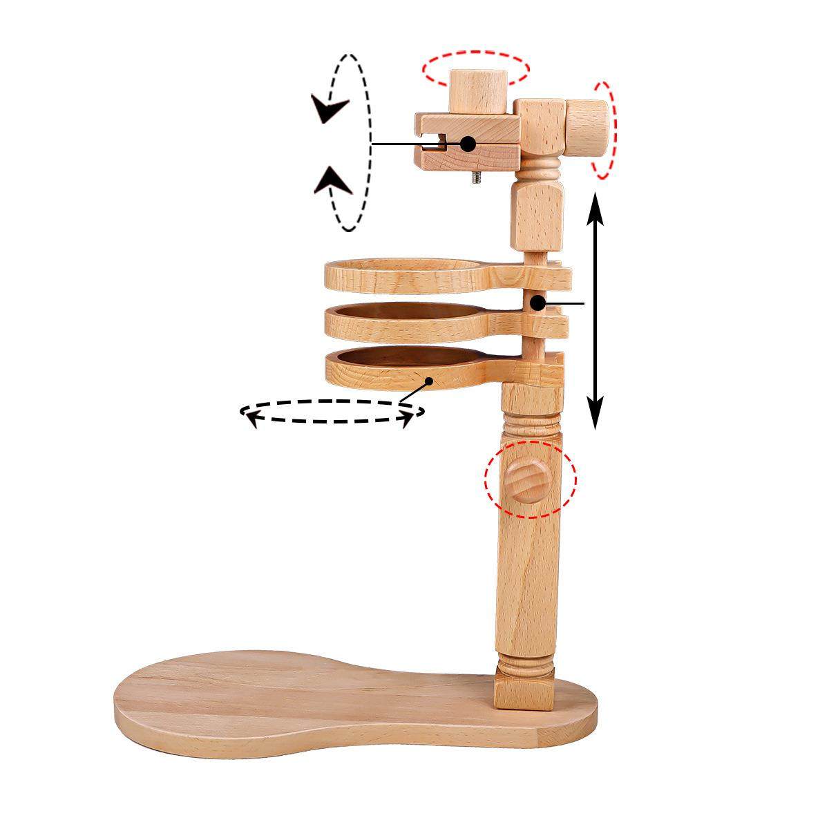 新款榉木绣架便携式可旋转升降式绣架桌面可调节绣绷法绣架子