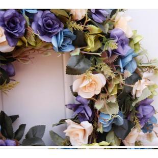 油画玫花仿真花环M09挂壁饰墙饰饰40cm16环寸瑰厂家直销