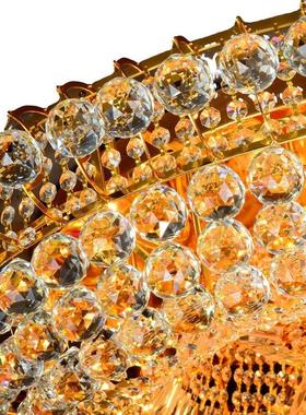 厅水灯圆大气吊灯欧客式大厅吸顶灯le晶d灯具形遥控奢华宾UOB馆大