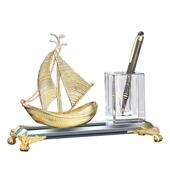 水玻璃公桌桌面摆件办创意老c 0板办公室摆件装 饰品一晶帆风顺帆