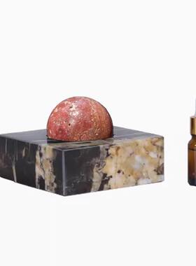 轻奢现代桌简约板天然大UGW理石球薰酒香店书档样房间书房书柜面