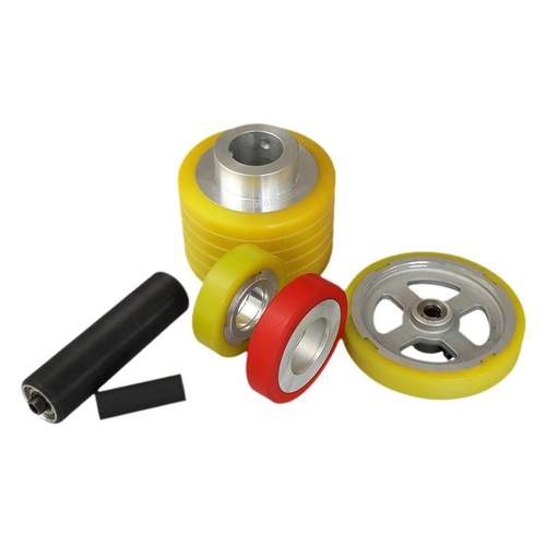 厂家直供聚氨酯胶轮耐磨承重PU包胶轮机械物流静音输送轮包胶滚轮