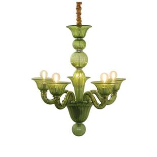 法轻奢室玻餐璃吊灯优卧雅式 复古衣帽间书房厅客厅灯 绿色灯体美式