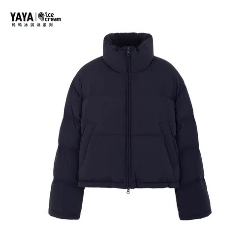 【冰淇淋系列】YAYA鸭鸭25年冬季休闲时尚短款女士纯色立领羽绒服