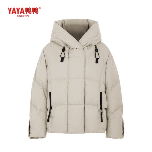 YAYA鸭鸭2026冬装短款连帽羽绒服女休闲宽松韩版气质时尚保暖外套