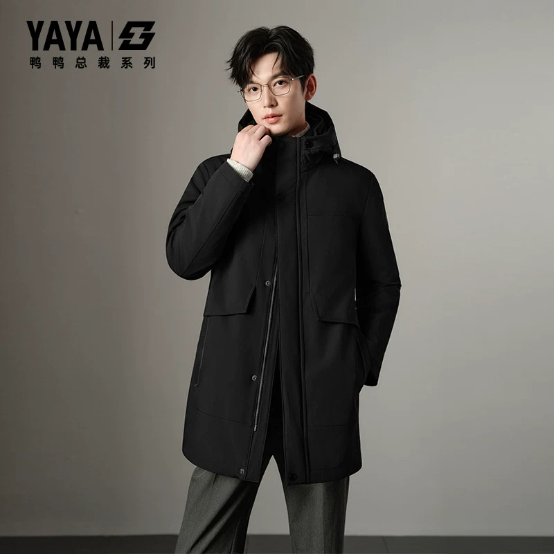 YAYA【总裁系列】鸭鸭羽绒服男中长款一衣五穿商务羽绒服外套男
