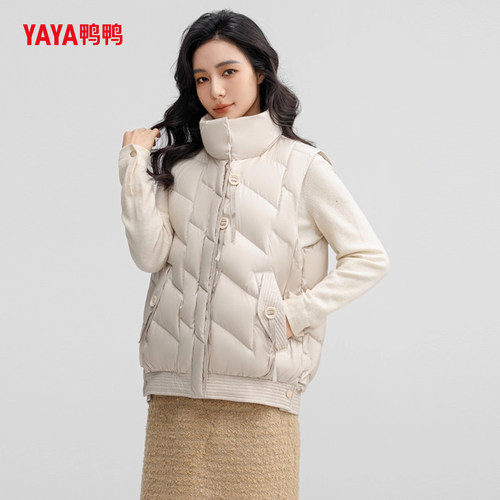 YAYA鸭鸭羽绒马甲女2026秋冬新品时尚简约立领保暖宽松上衣