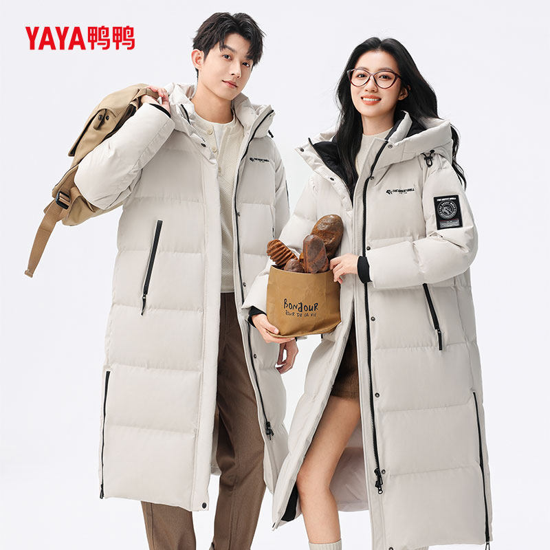 YAYA鸭鸭2026冬新款羽绒服女长款连帽时尚简约鸭绒保暖外套