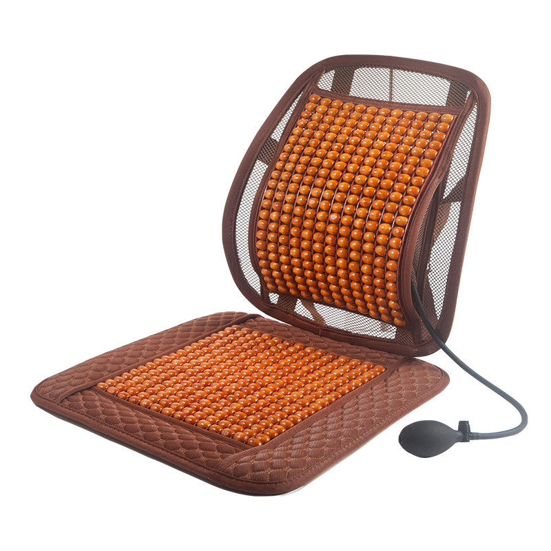 汽车坐垫夏季腰靠木珠腰枕气囊靠背凉席办公室座椅垫靠腰坐垫一体