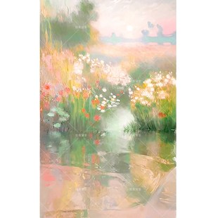 创美新款 儿童油画女宝拍照背景布莫奈油画童话森林儿童写真背景纸