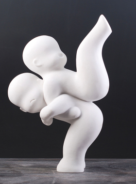 创意家居客厅儿童房软装饰品摆设砂岩小孩玩耍童趣工艺品嬉童