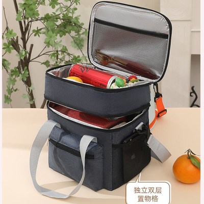 特大号双层便携野餐便当包上班族饭盒保温袋手提大容量保温包