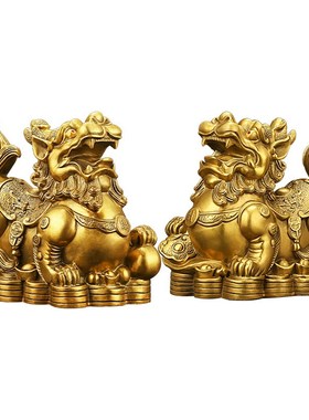 铜貔貅摆件一对招財聚财办公室桌面工艺装饰皮丘店铺公司业礼品