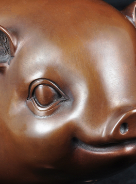 紫铜猪摆件生肖猪招财金猪工艺礼品摆饰家居客厅玄关酒柜装饰品乔