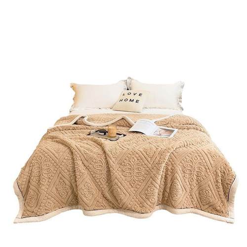 外贸雕花绒毛毯被子塔芙绒加厚盖毯沙发午睡毯法莱绒毯子