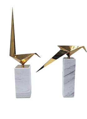 中式小鸟软装客关书柜北欧现石代玄家居饰品样板间大理摆厅00件酒