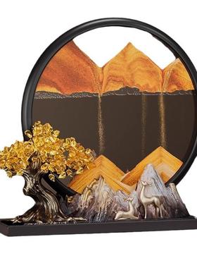 现代轻奢福禄金山流沙画玄关电视酒柜装饰品福禄金山摆件可印LOGO