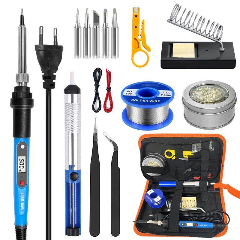 80W数显电烙铁套装家用焊接维修套装工具带VC830L万能表欧规美规