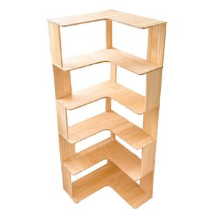 实木书架转角书柜靠墙拐角柜学生家用客厅简易落地角落收纳置物架