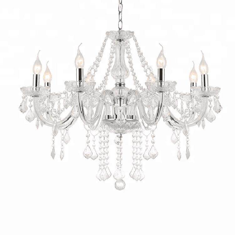 客厅水晶灯简欧卧室灯欧式餐厅吊灯简约现代家居蜡烛玻璃吊灯