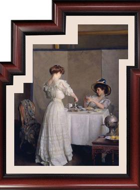 法式复古画轻奢家餐厅竖版高B91档壁挂画墙用面异型框欧创式意装