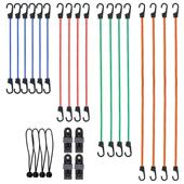 外贸PC6袋子带卡纸包装 2件套行李绳组套定捆V绑带帐篷球绳可制