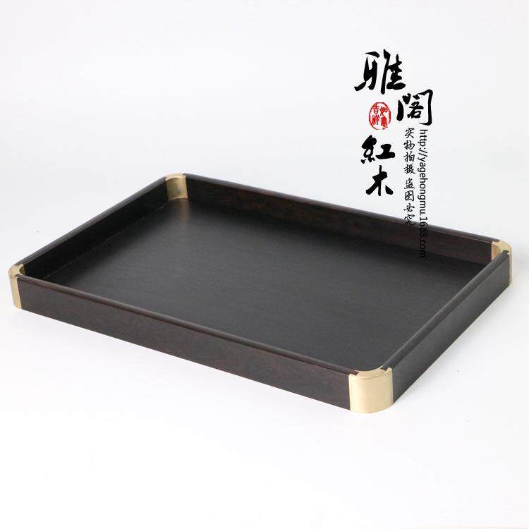 红木茶盘黑檀文盘实木果盘茶具收纳盘实木木质榫卯茶盘收纳盘红木