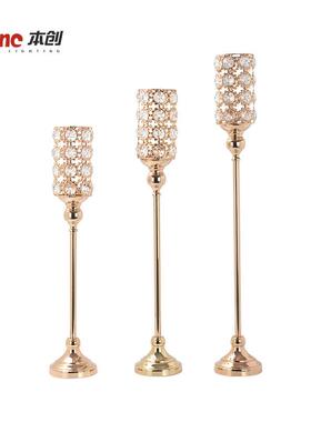 铁6299艺金属烛结台圣诞香薰蜡轻烛生日派对婚装饰奢水晶台摆件