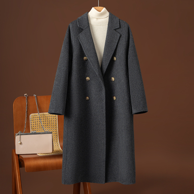 双面羊绒大衣女长款过膝西装领