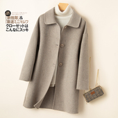 秋冬赫本风双面羊绒大衣女中长款 娃娃领宽松落肩袖 斗篷羊毛呢外套