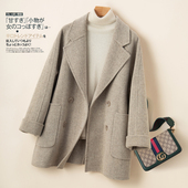 插肩袖 秋冬新款 赫本风双面羊绒大衣女宽松中长款 斗篷羊毛呢子外套