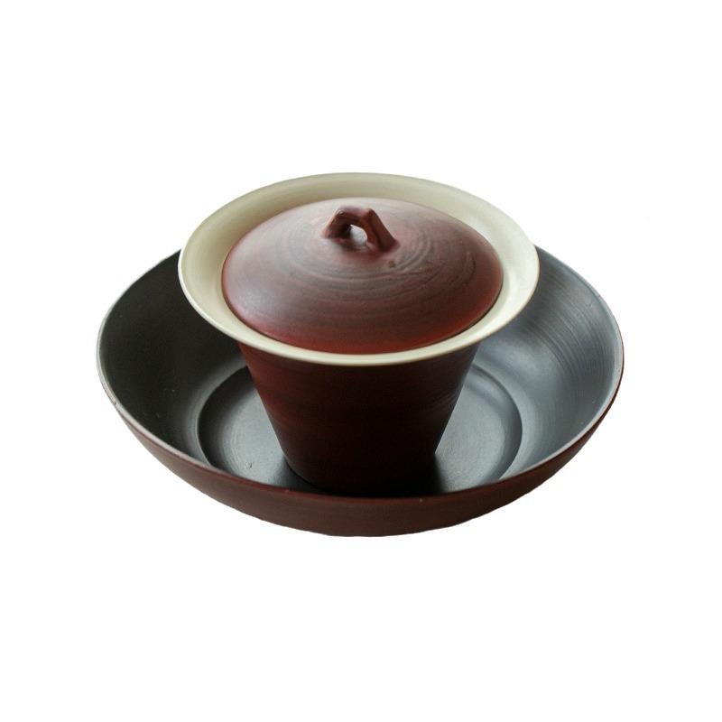 山粉引楂红木兰EBJ壶承干泡台壶托茶陶瓷手工小型托盘托功夫茶配