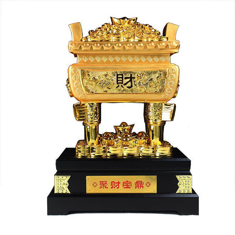 聚财宝鼎金鼎盛千秋树脂工艺品摆件办公室老板桌装饰品开业礼品