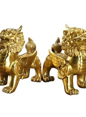 黄铜貔貅一对走路貔貅摆件貔貅摆件工艺品礼品摆件