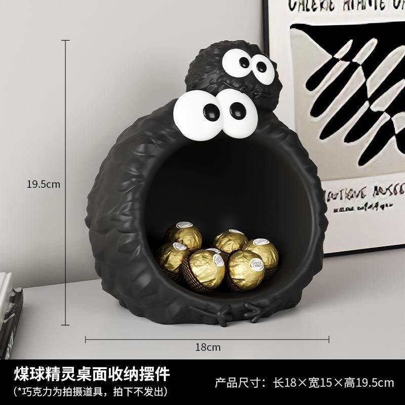 卡通煤球入户玄关钥匙收纳摆件置物架客厅鞋柜装饰品乔迁新居礼品